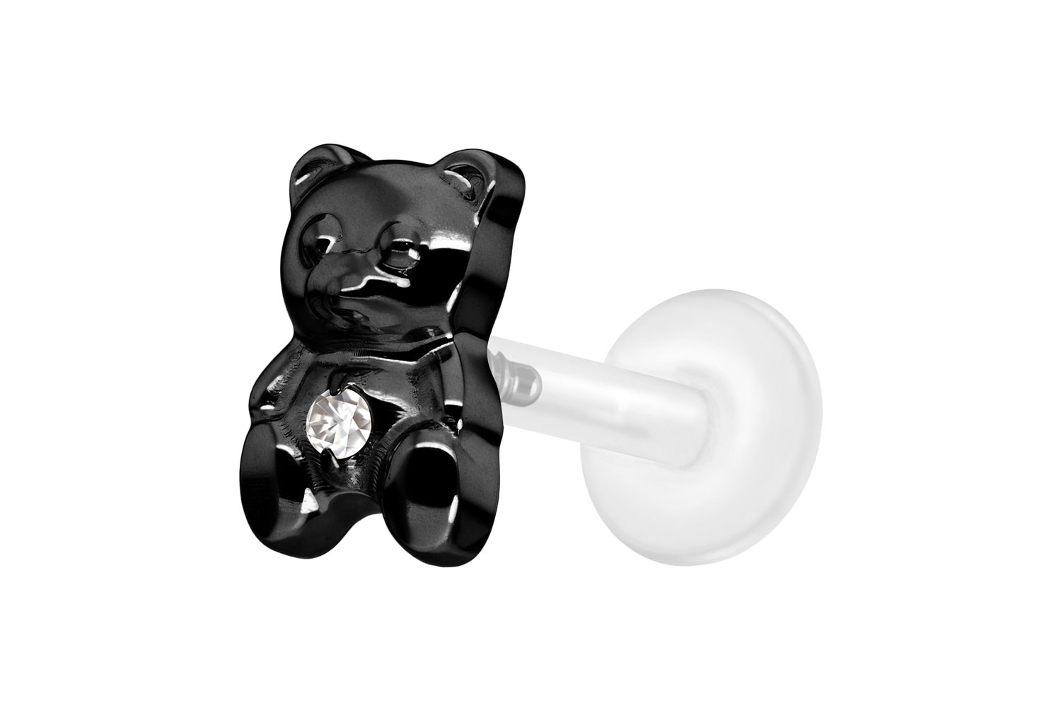 PTFE Labret Piercing mit Innengewinde + Titan-Aufsatz TEDDYBÄR